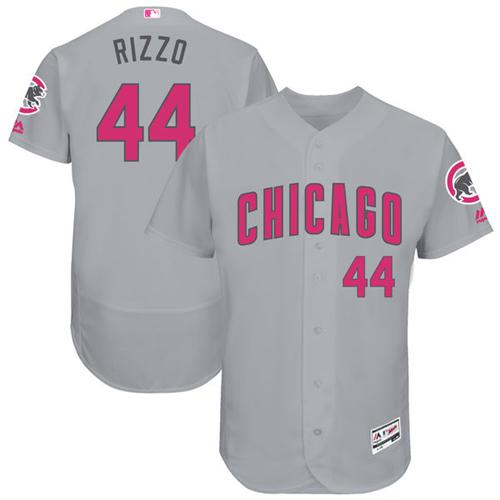 Cubs #44 Anthony Rizzo Grey Flexbase Authentic Collection Mother's Day Stitched MLB Jersey
